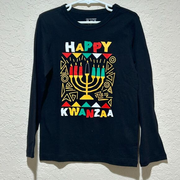 Children's Place Graphic Tee "Happy Kwanzaa" Long Sleeve Shirt Black Unisex 5T - Picture 4 of 11